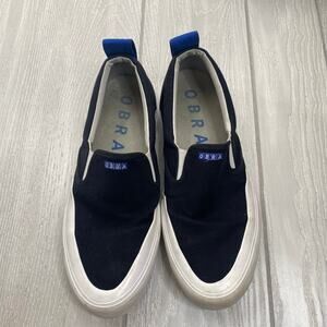 Obra Men's Black and White Slip On 240 Canvas Wrap Toe Sneakers Size 9